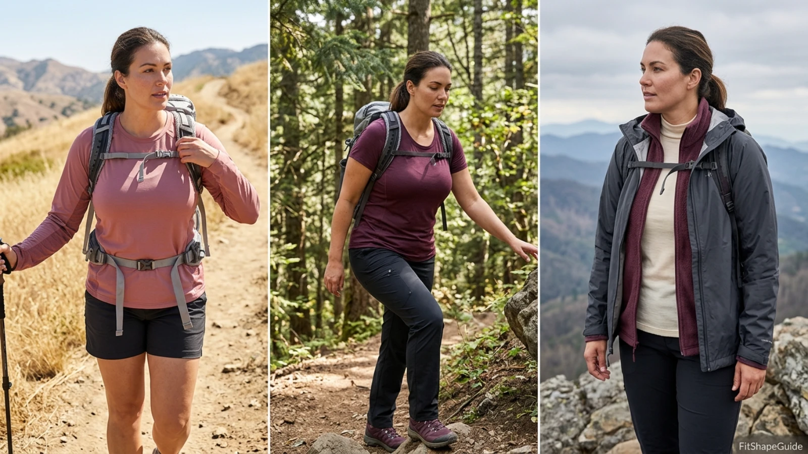 Hiking tops for hot cool and wet trail layer systems