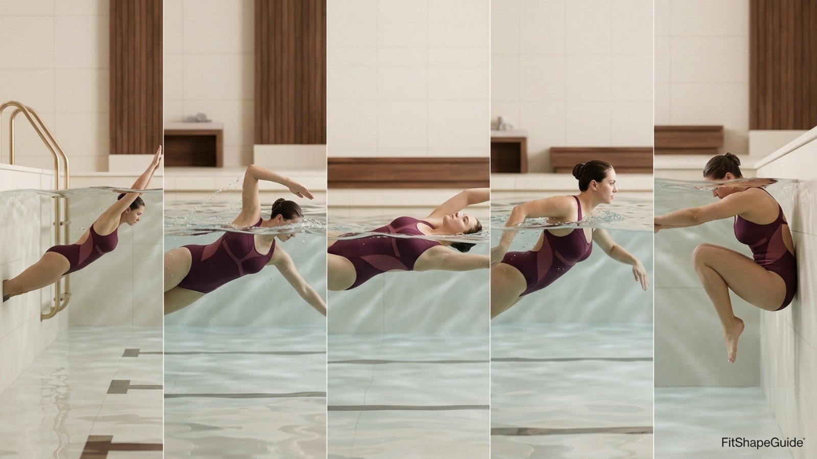 Lap-support swimsuit standing seated reaching walking and turning strap comfort test