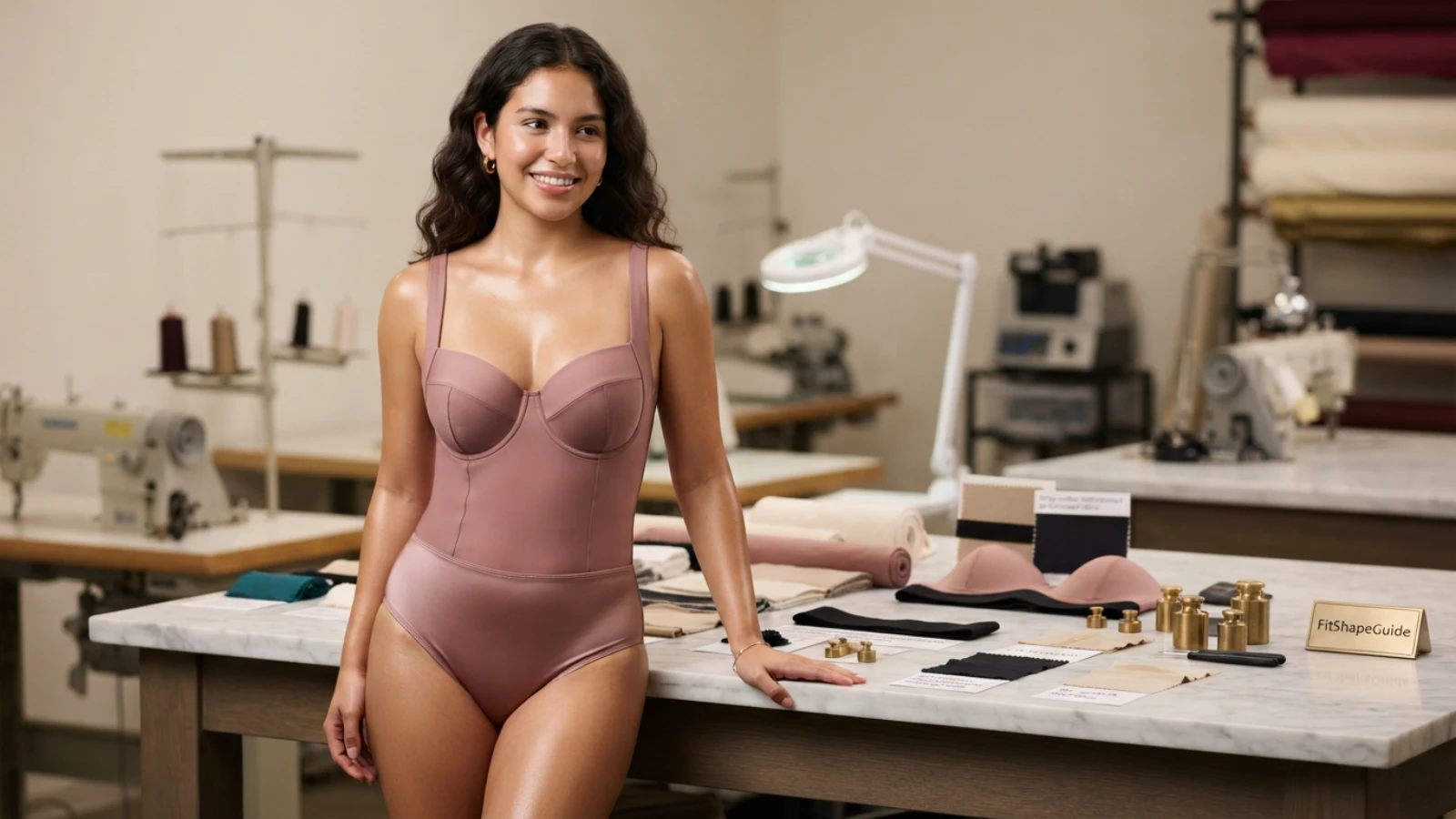 Long-torso swimsuit fabric lining and wet-recovery test for a fuller bust