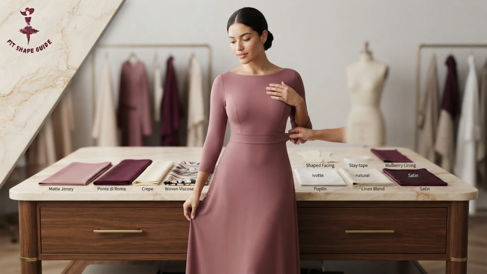 Fabric drape opacity and recovery test for fuller-bust maxi dresses