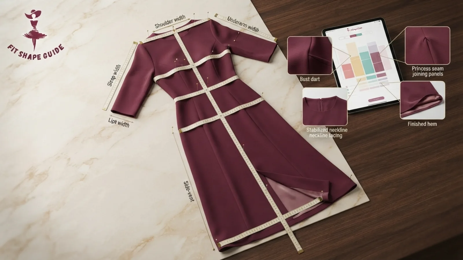 Online measurements for choosing a maxi dress for a large bust