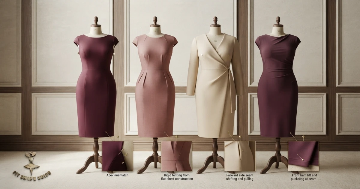 midi dress bodice fit comparison for a large bust