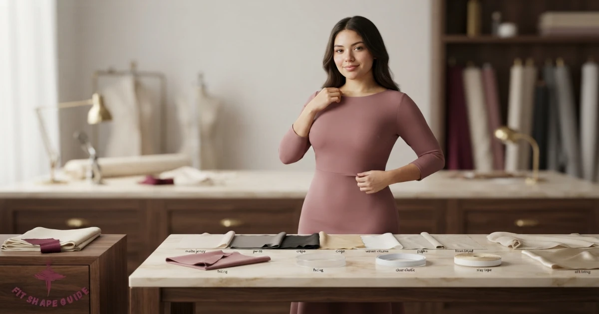 Fabric drape opacity and recovery test for fuller-bust midi dresses