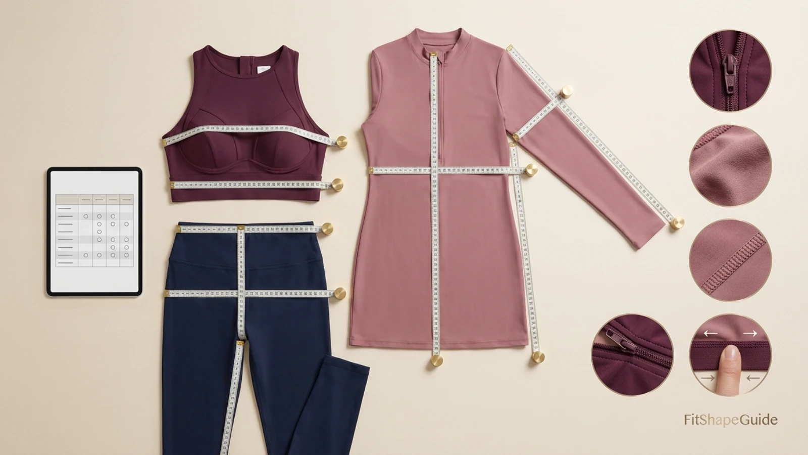 Online measurements for a supportive modest swimsuit with tunic sleeves and leggings