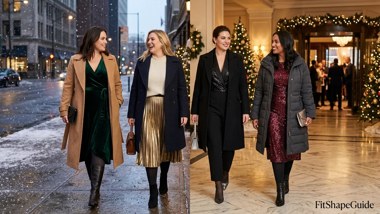 New Year's Eve winter layering for a fuller bust