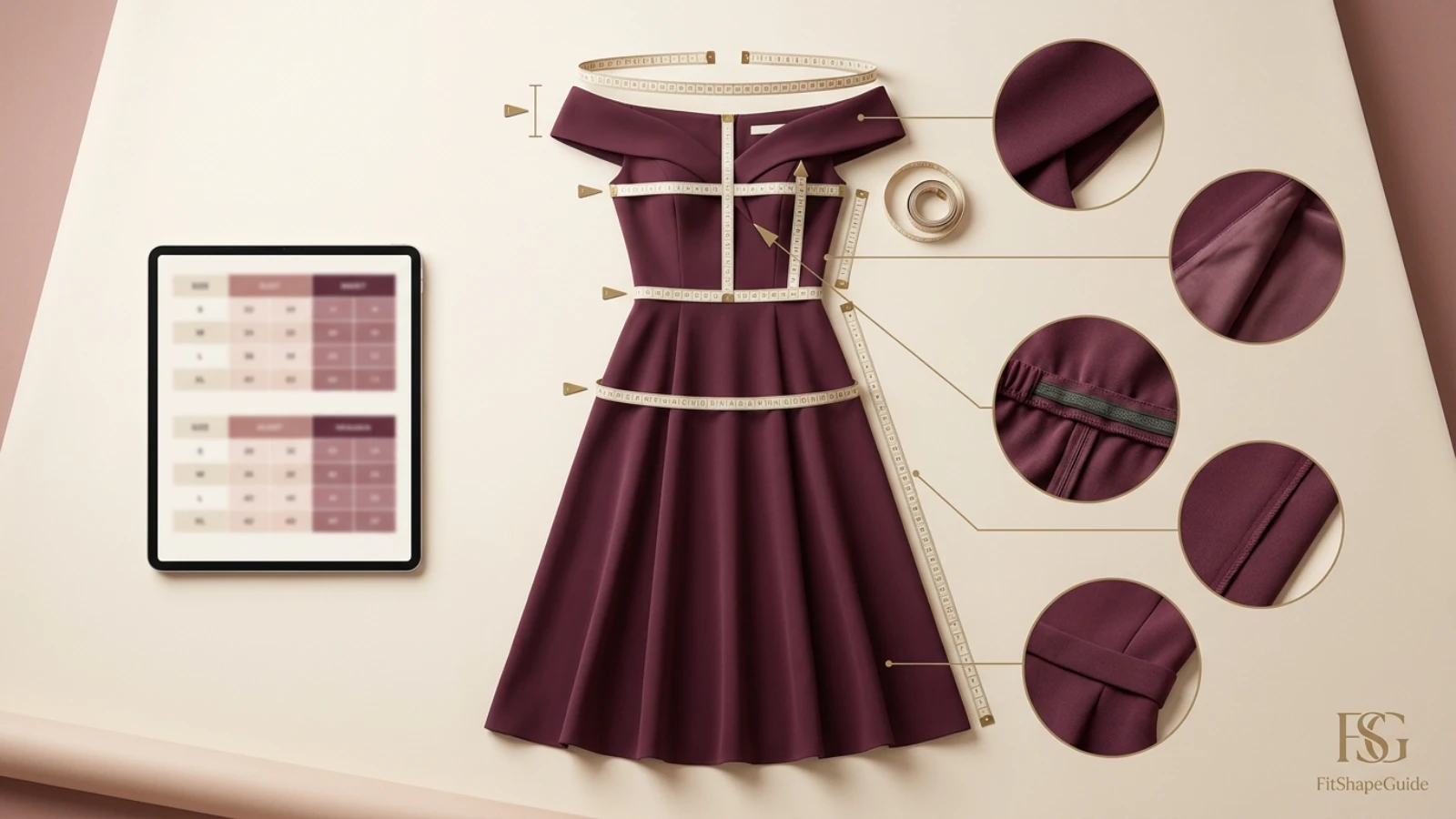 Online measurements for choosing an off-the-shoulder dress for a large bust