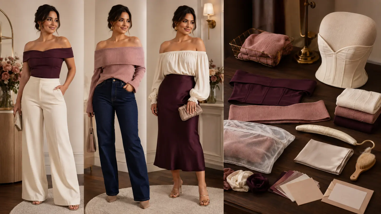 Best off-the-shoulder tops online measurements including neckline, bust, sleeve and front length