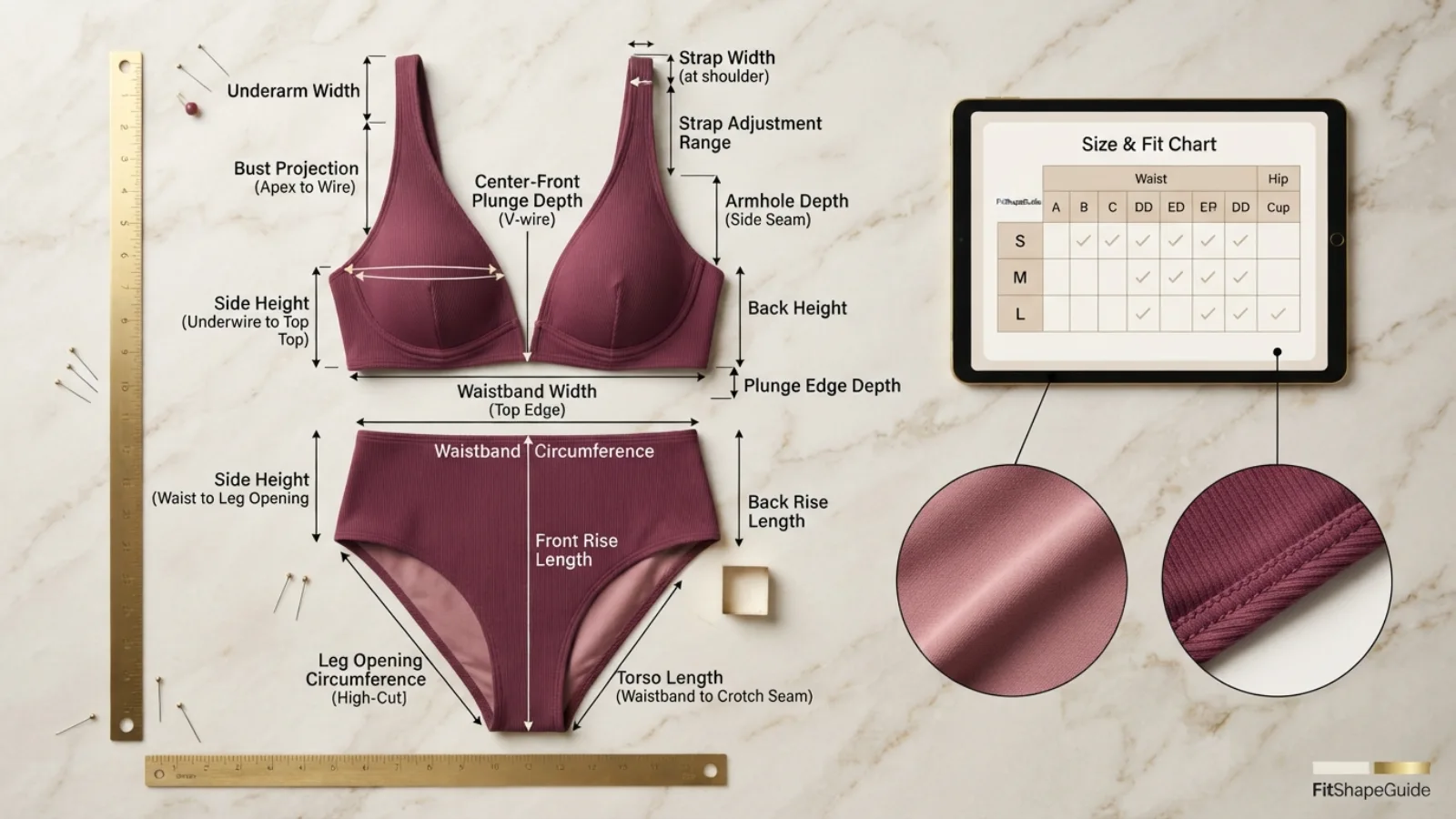 Online measurements for choosing an plunge swimsuit for a large bust