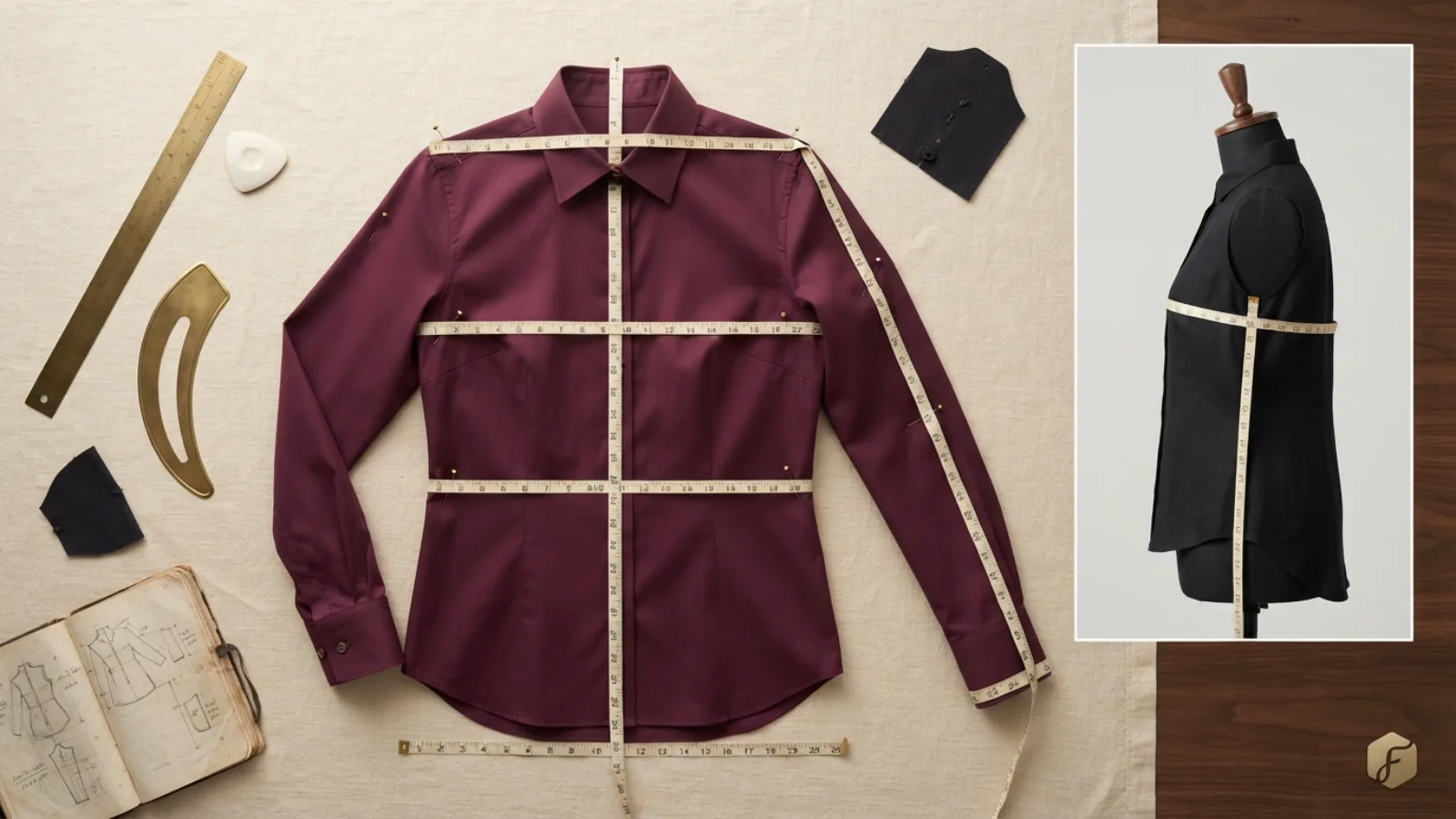 Poplin shirt measured across bust shoulders waist hem armhole bicep sleeve and front length