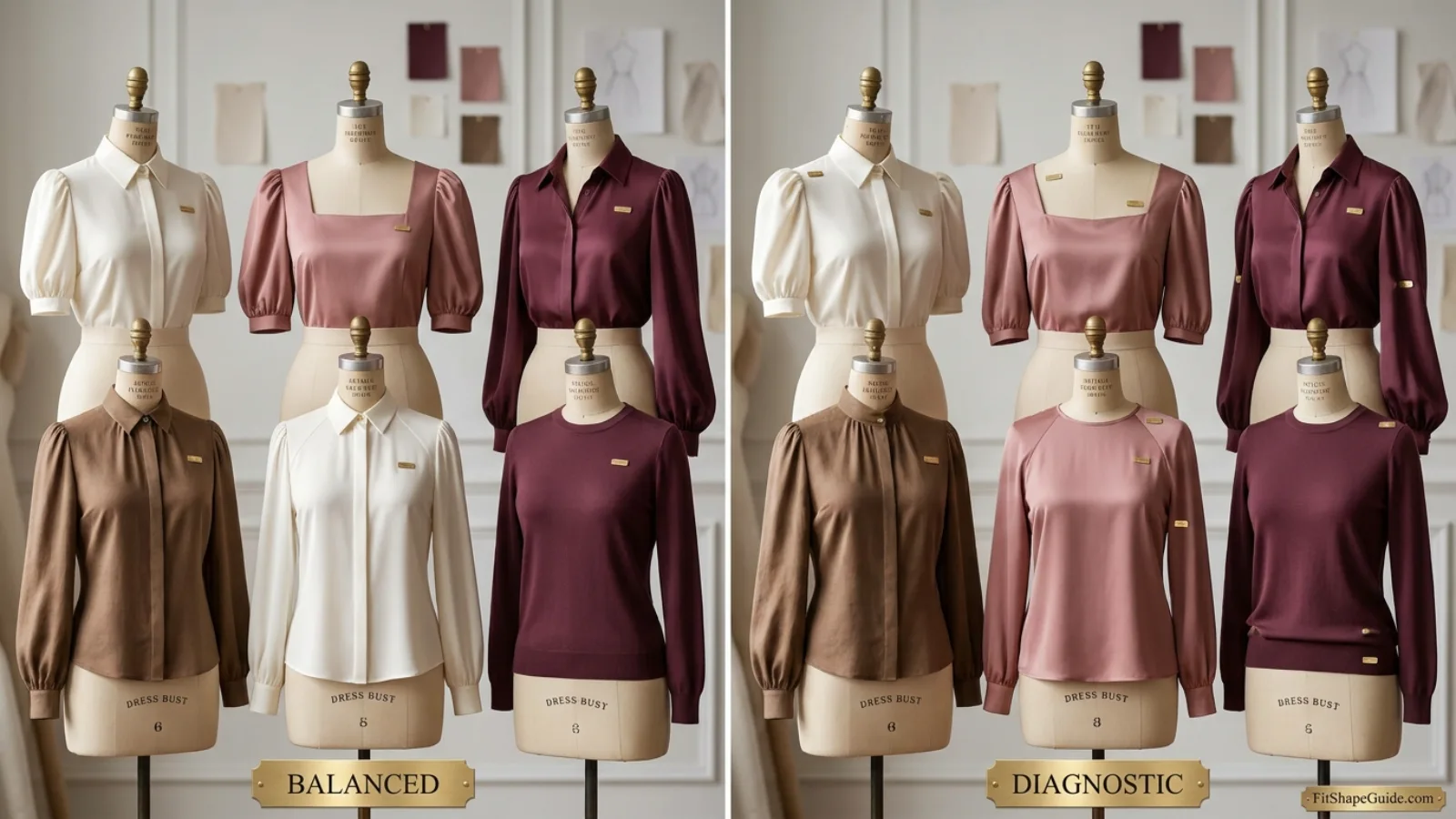 Crepe poplin organza and compact-knit puff-sleeve construction samples