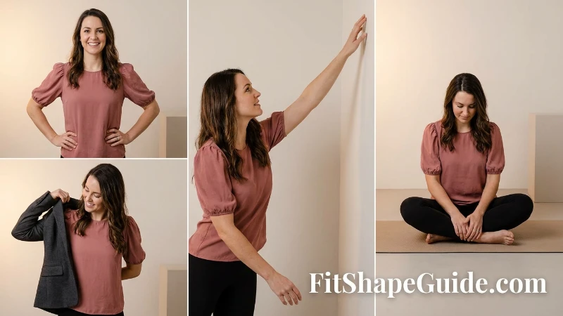 Puff-sleeve blouse measured across chest shoulder bicep cuff and front length