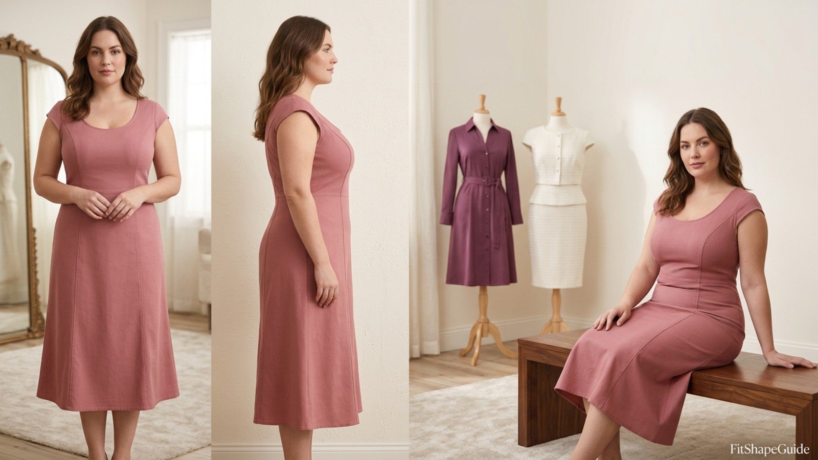 Resort wear fit anatomy for a large bust showing seams waist neckline and shoulders