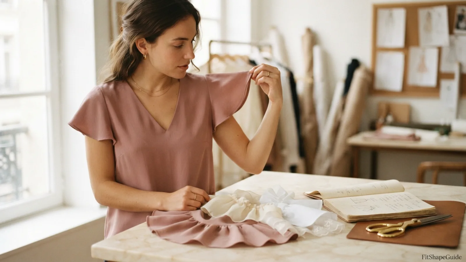 Online ruffle top measurements for bust neckline shoulders front length and trim width