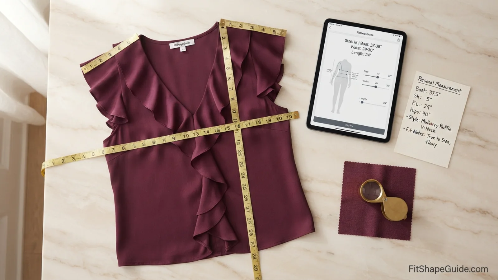 Ruffle top fit problems including neckline roll bust strain sleeve twist and front hem lift