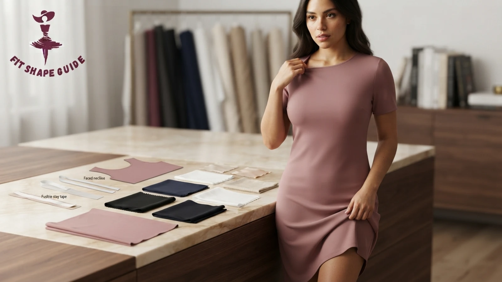 Fabric drape opacity and recovery test for fuller-bust shift dresses