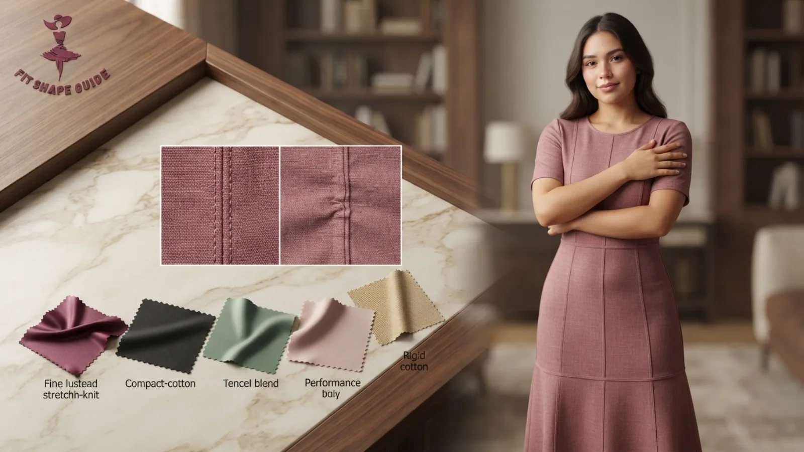 Fabric drape opacity and shape retention test for fuller-bust shirt dresses