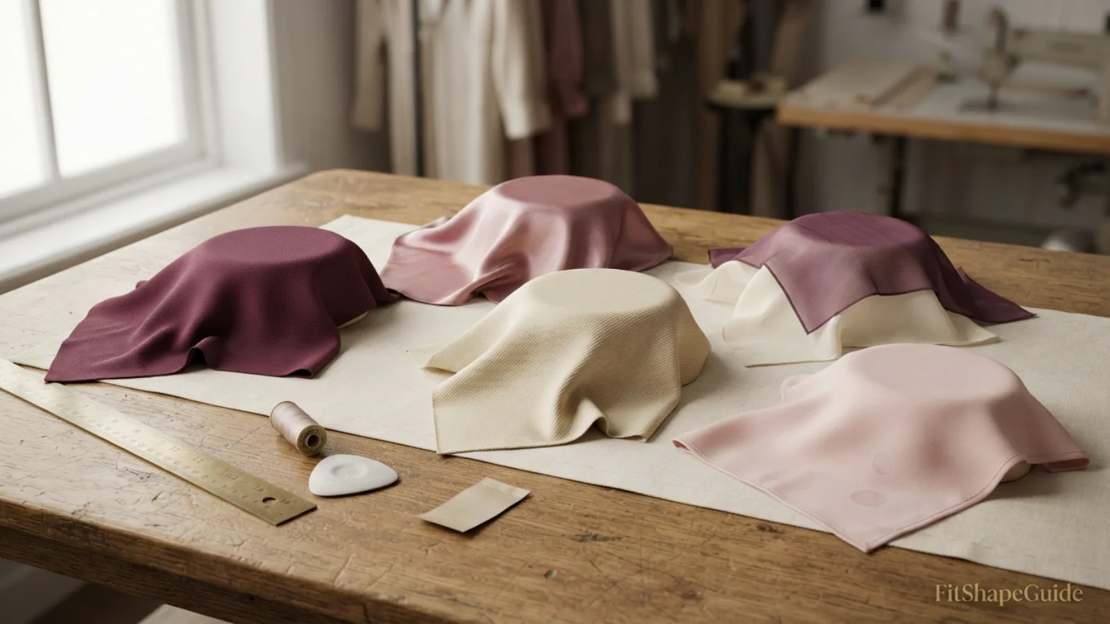 Silk crepe charmeuse twill georgette and stretch silk compared for sheen drape opacity and recovery