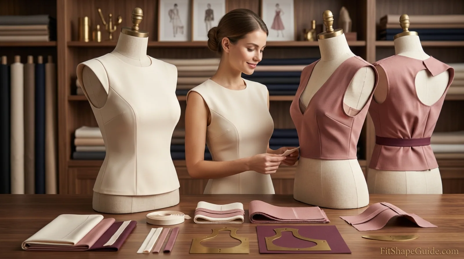 Crepe poplin satin and compact-knit sleeveless fabrics tested for opacity and edge recovery