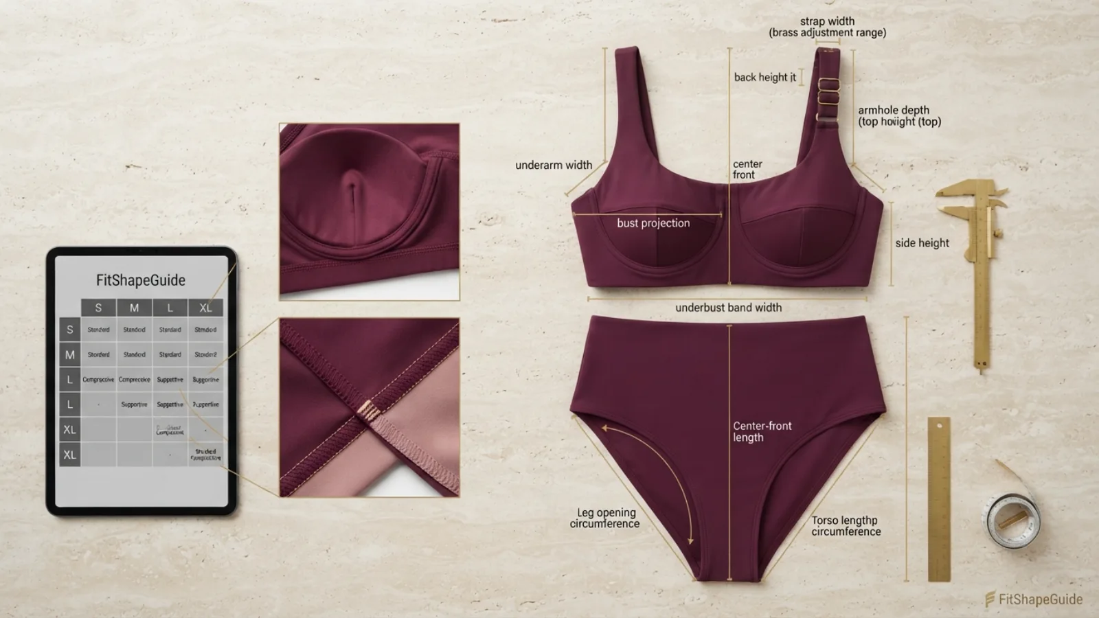 Online measurements for choosing a sporty swimsuit for a large bust