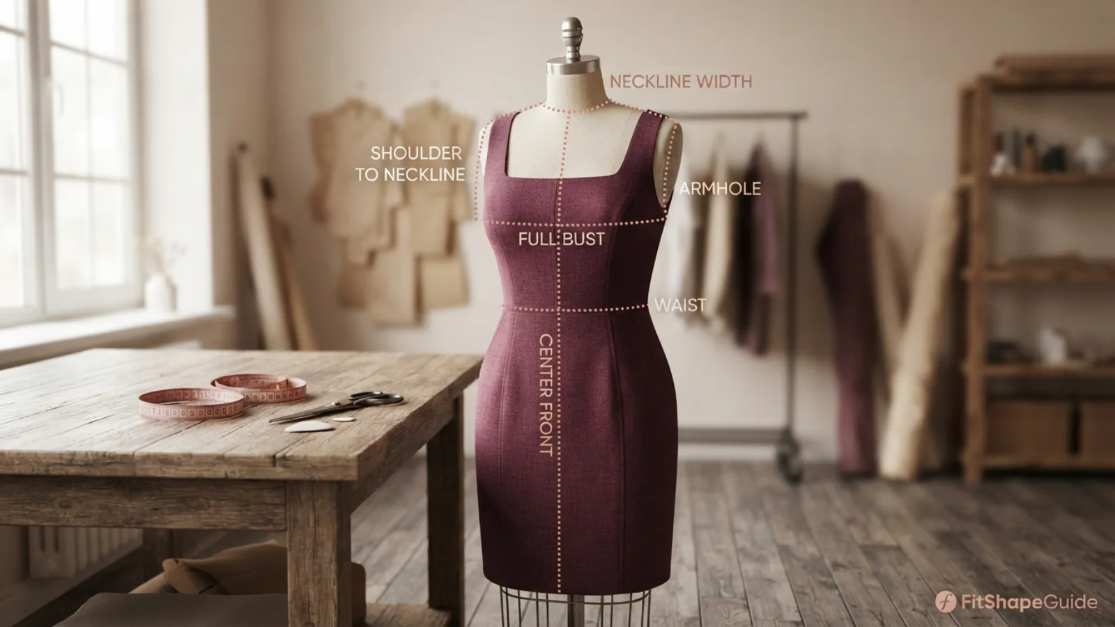 square-neck dress measurements for choosing a large-bust fit