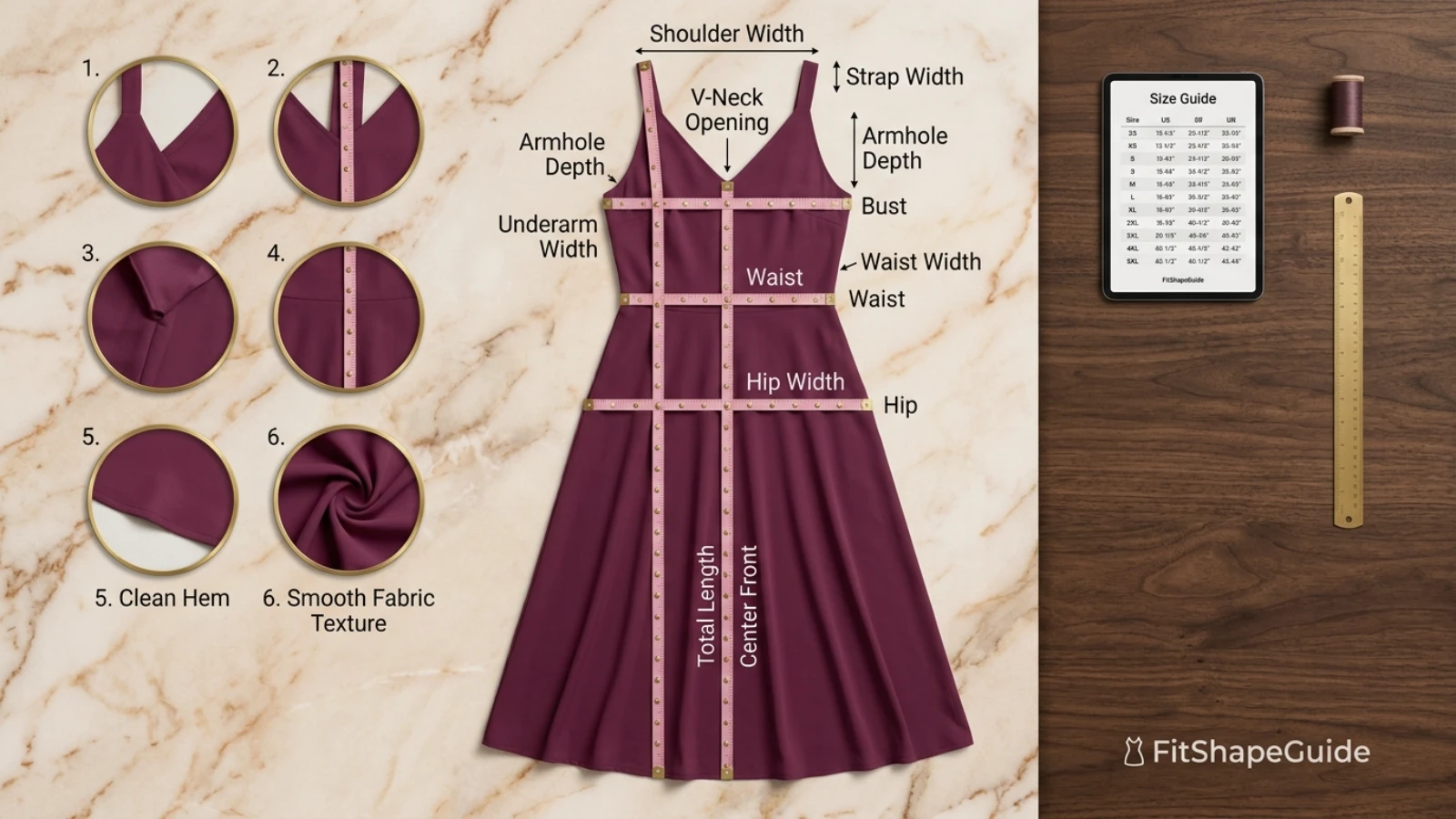 Online measurements for choosing a summer dress for a large bust