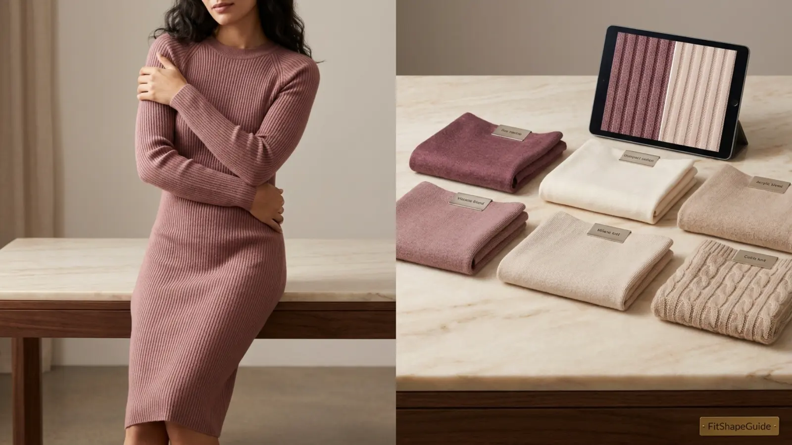 Fabric drape opacity and recovery test for fuller-bust sweater dresses