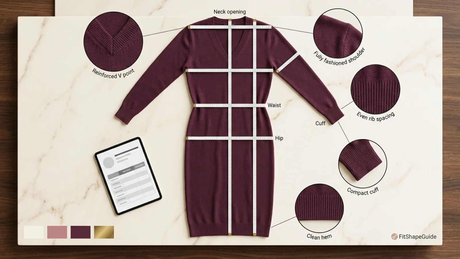 Online measurements for choosing a sweater dress for a large bust