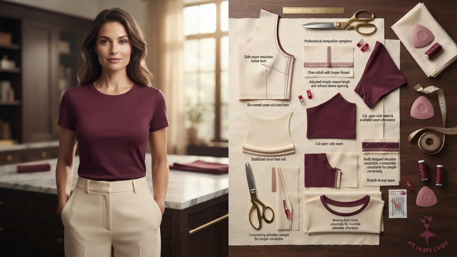 Best T-shirts neckline, shoulder and sleeve details for a large bust