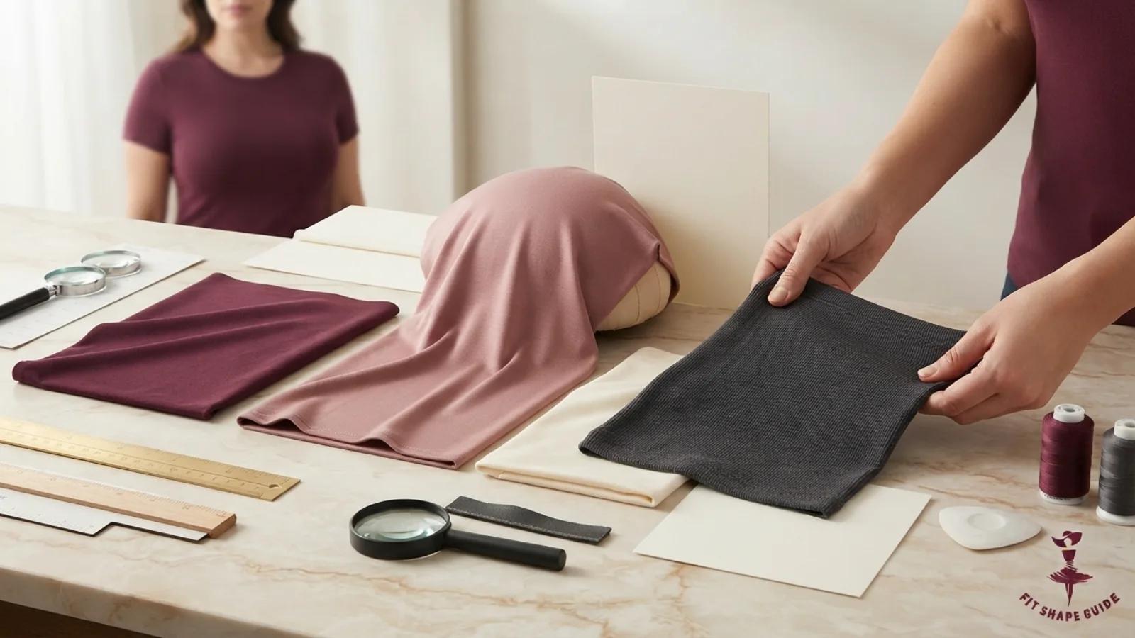 V-neck, scoop, crew, square neck and sleeve fit comparison for a large bust