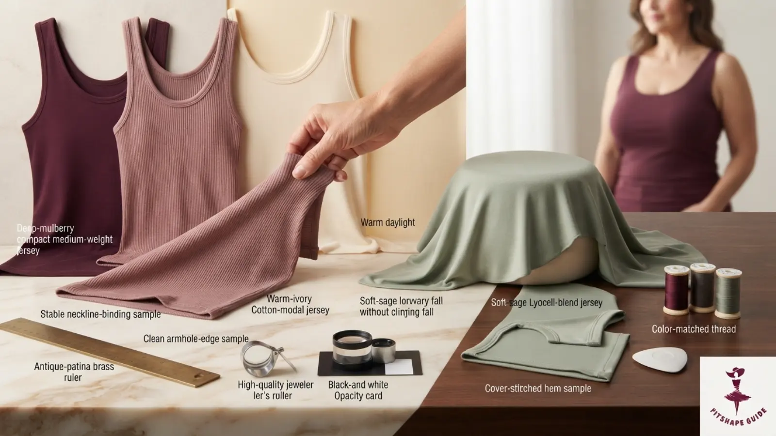 Tank top bust ease and front length test for a large bust