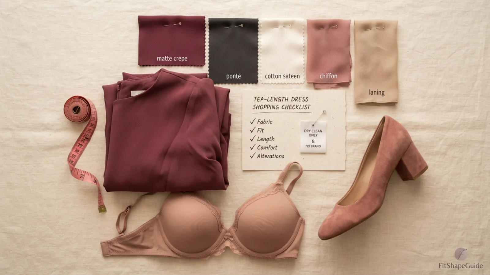 Tea-length dress shopping checklist for fuller-bust fit