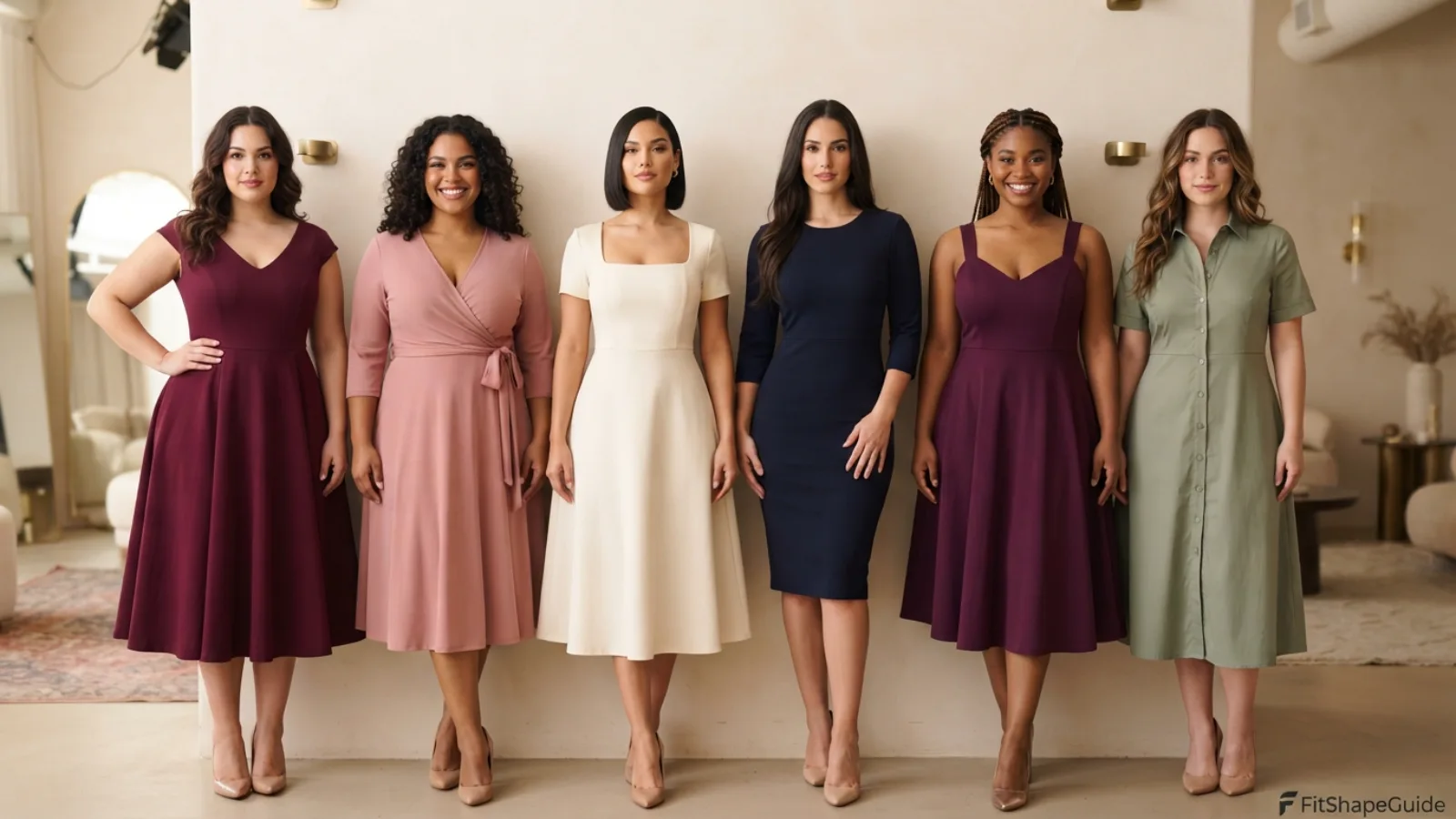 Six tea-length dress styles for women with a large bust