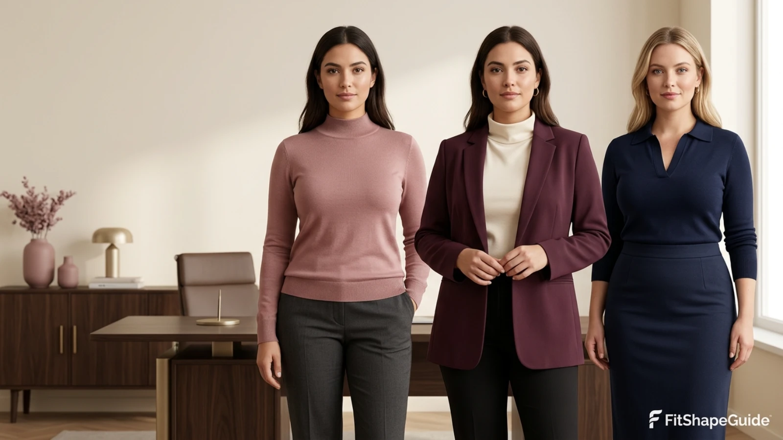 Mock-neck, funnel-neck and collared-knit alternatives styled for the office
