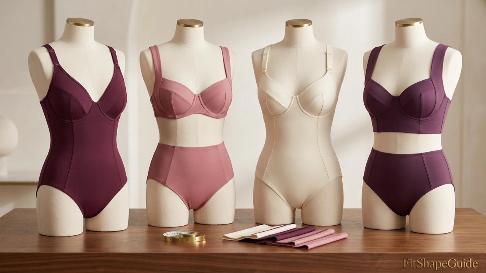 Underwire swimsuit support anatomy showing wide shoulder straps bust shaping side coverage back and underbust and back anchor