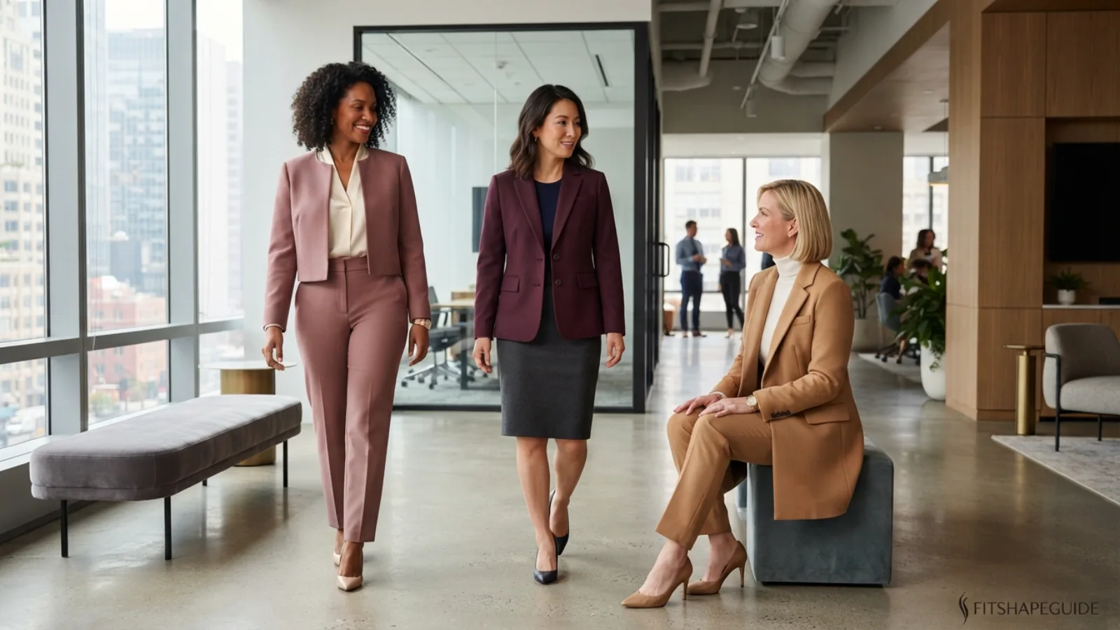 Work blazer length and formality comparison for a large bust
