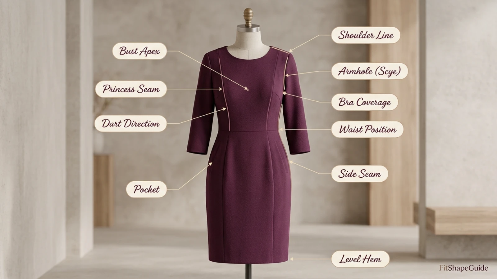 Work dress fit points for a fuller bust