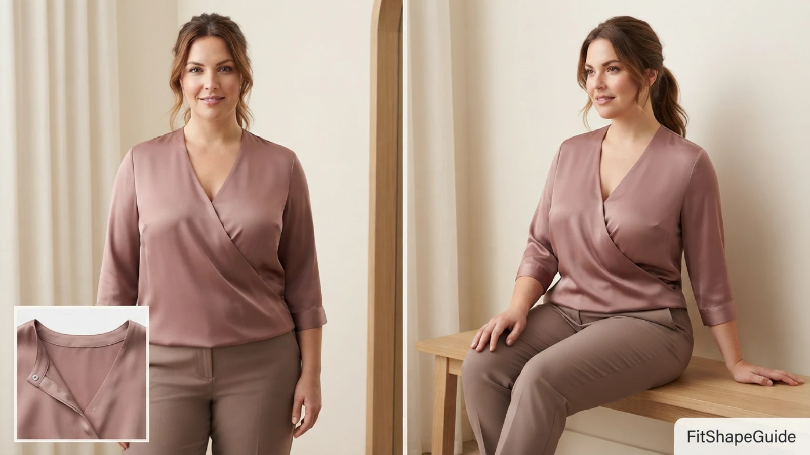 Best wrap blouses for a large bust tested for neckline overlap and bra coverage