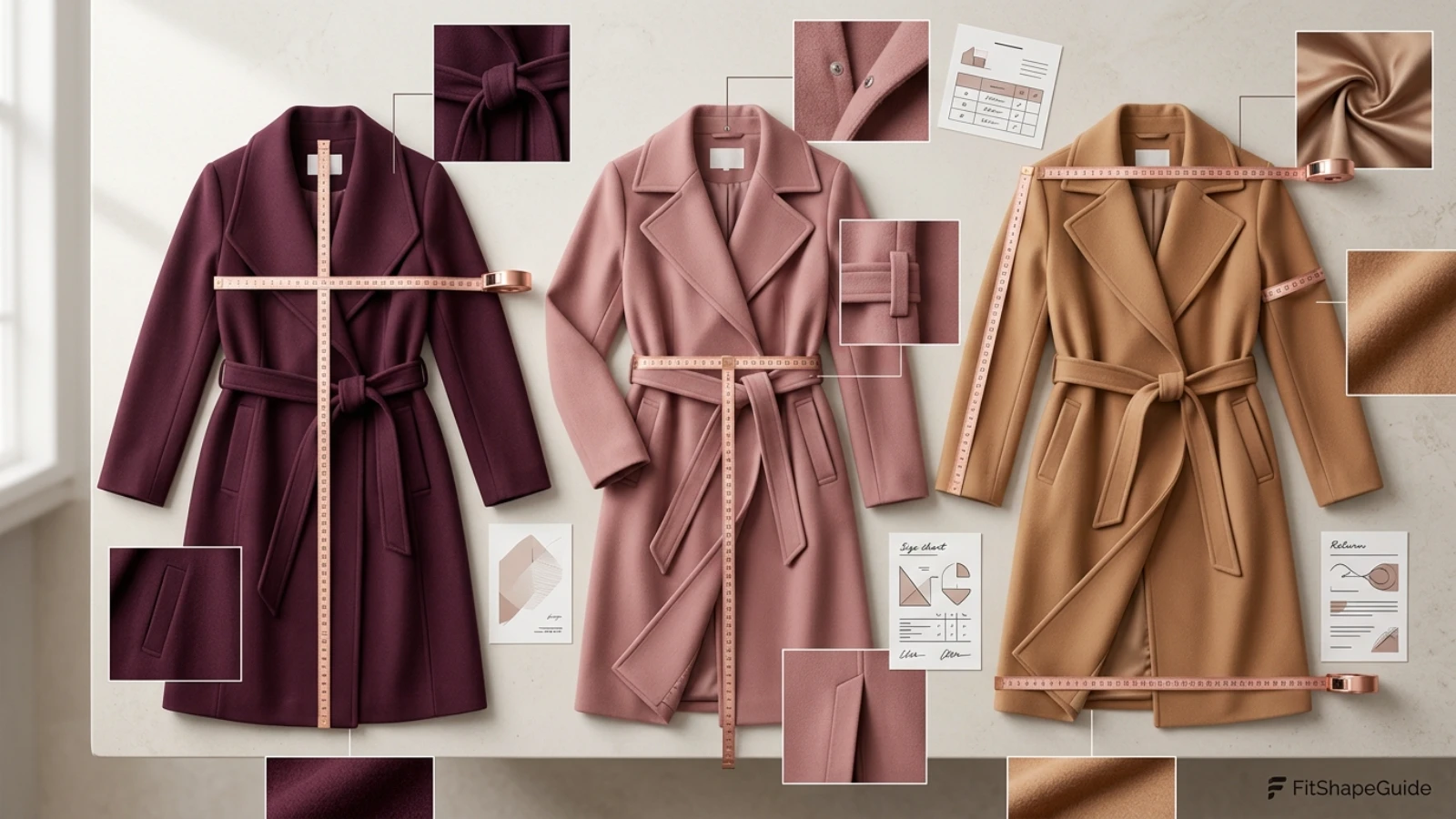 Online buying checks for wrap coats for a large bust