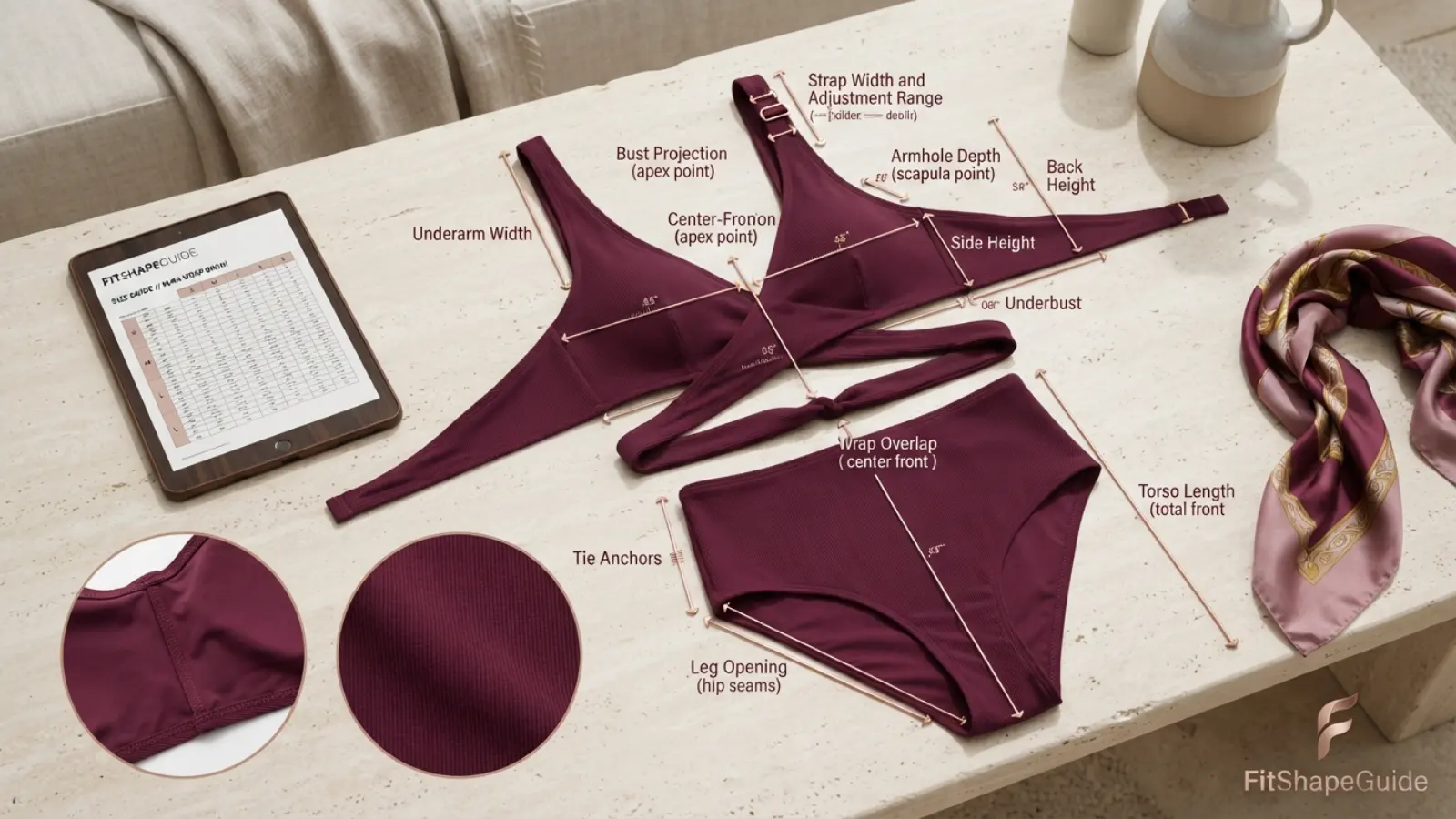Online measurements for choosing an wrap swimsuit for a large bust