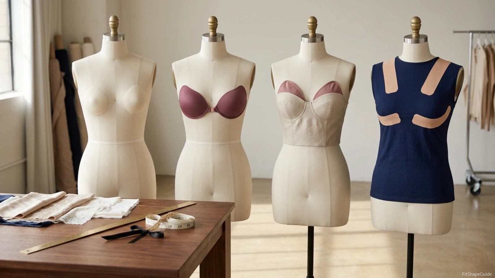 Nipple cover, adhesive cup, double-sided insert and breast tape support comparison