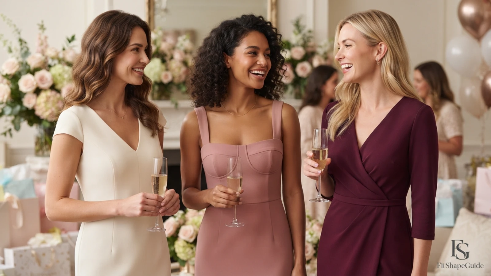 V-neck, square-neck and wrap baby shower outfit fit for a fuller bust