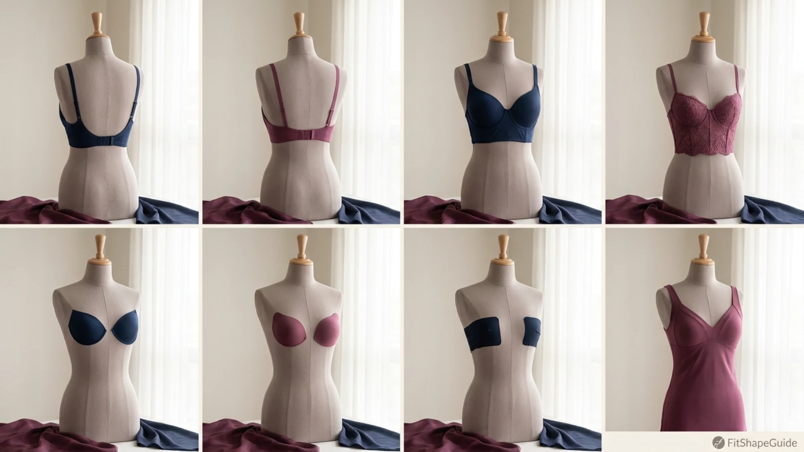 Eight low-back and backless bra solution types for a large bust