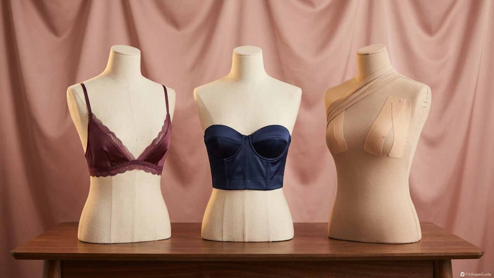 Low-back bra, longline foundation and adhesive support solutions for a large bust
