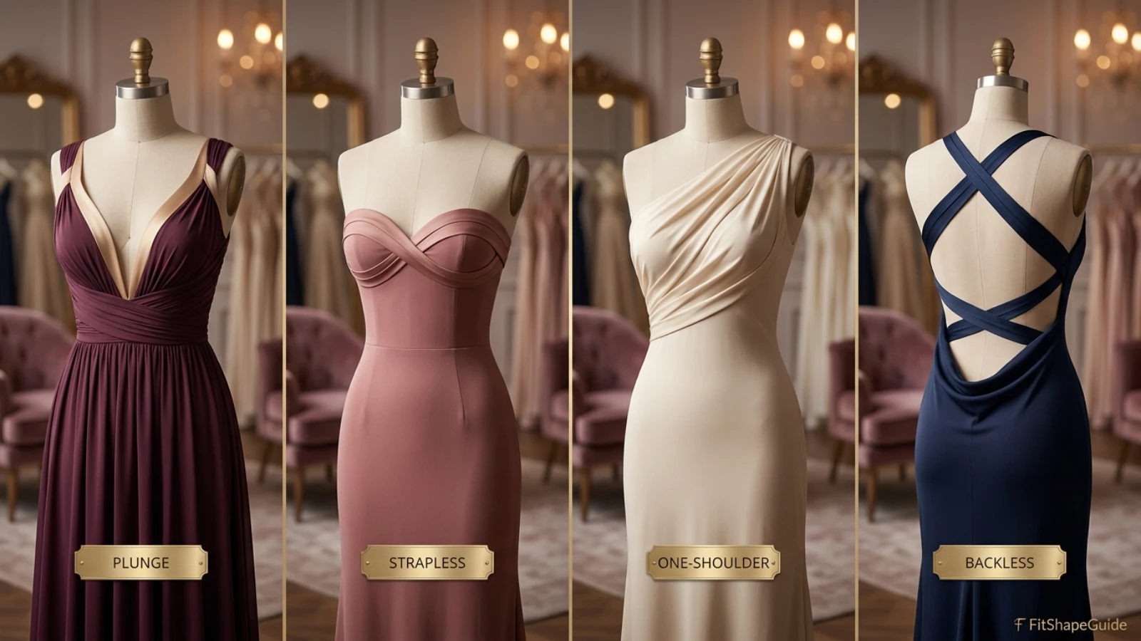 Deep V, strapless, one-shoulder and backless breast-tape methods for a large bust