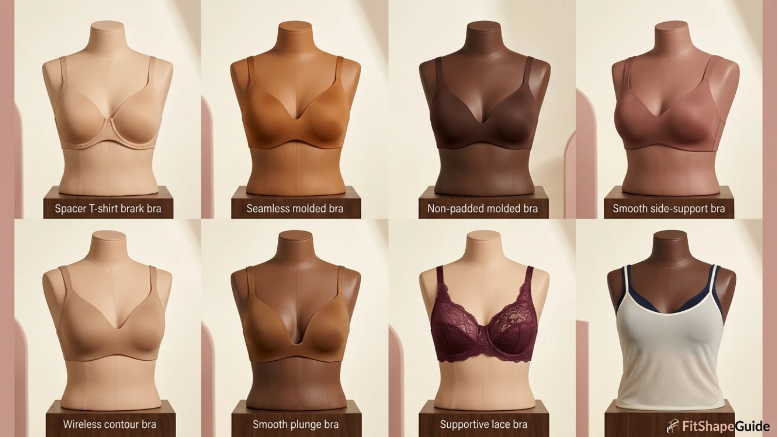 Eight bra styles for sheer and thin tops including spacer, seamless, wireless and visible lace bras