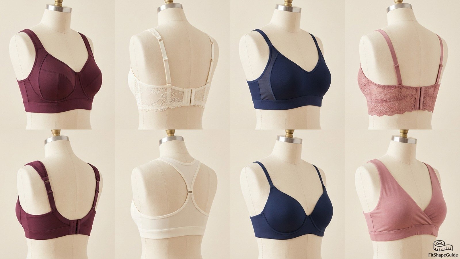 Eight supportive bralette constructions for a large bust