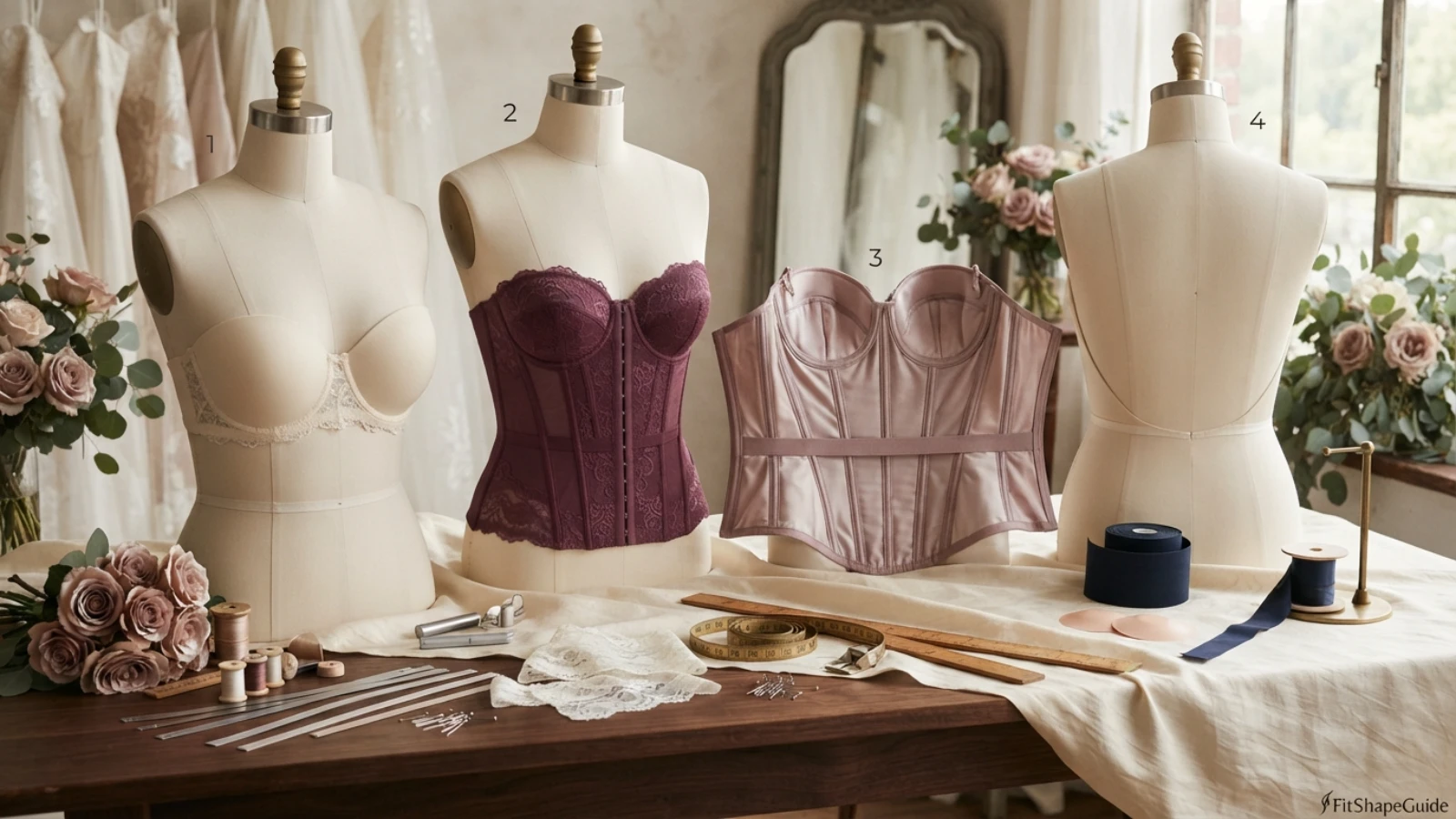 Low-back bra, bridal bustier, sewn-in cups and tape solutions for backless wedding dresses