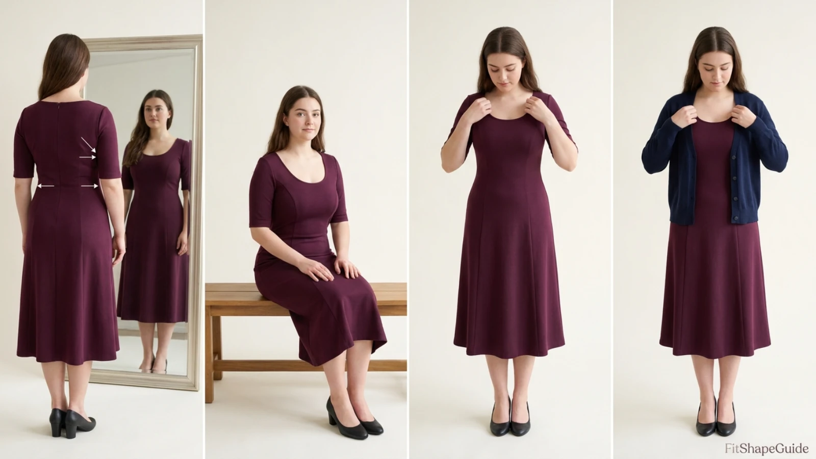 Church outfit neckline and bra fit checks for a large bust