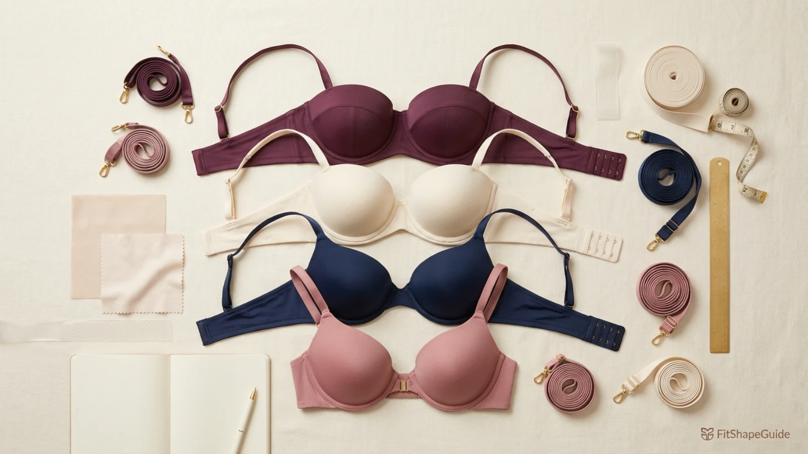 Convertible bra shopping checklist with detachable straps, cup structure, band and attachment points