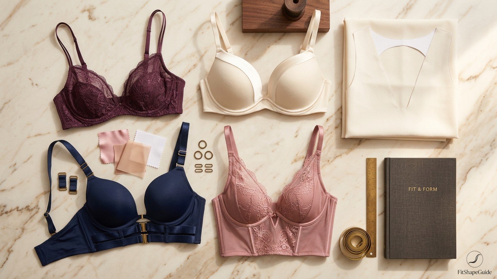 Deep-plunge bra shopping checklist with low gore, deep cups, side support and multiway straps